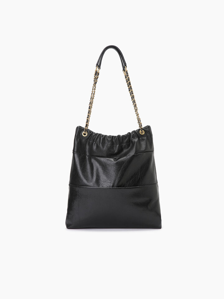 Black leather bag with gold chain - null - Black | Sisley K image number 1